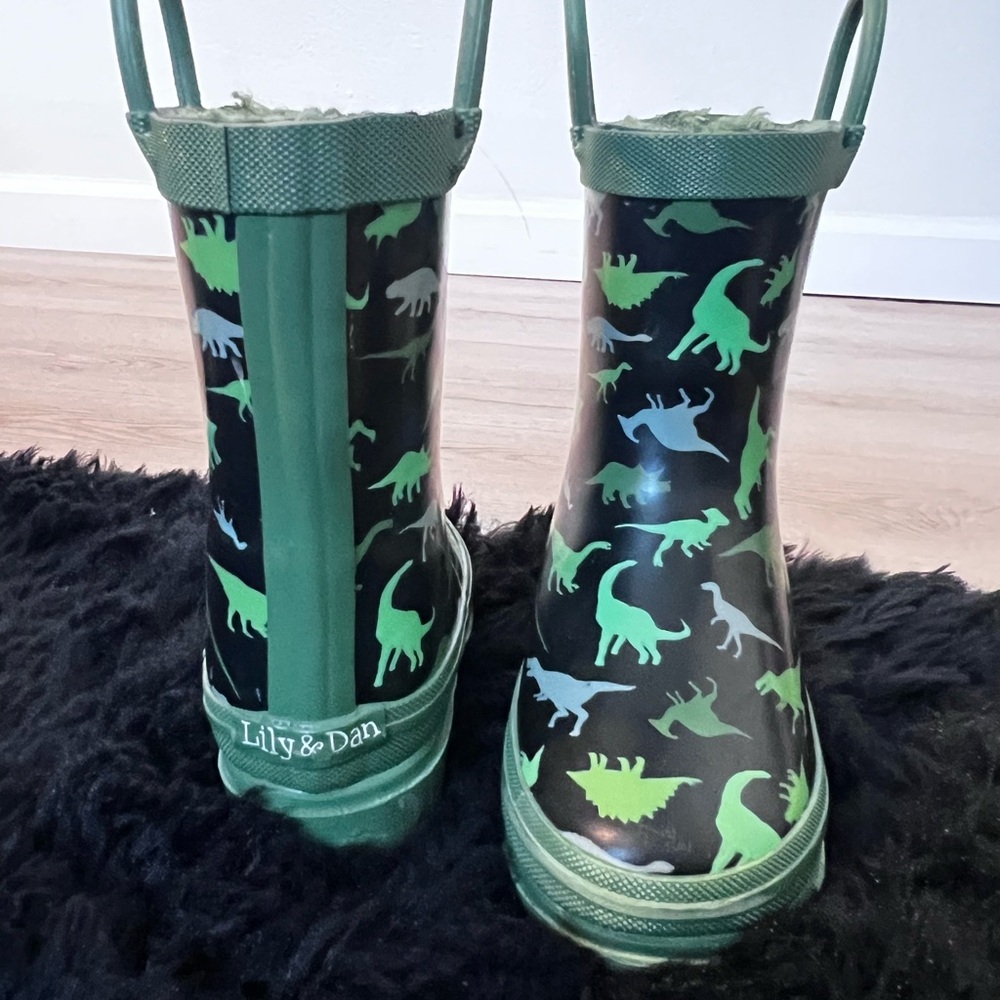 Lily & Dan Kids Dinosaur Rain Boots - Green